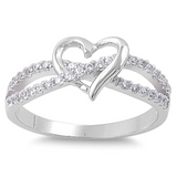 CZ lnterlock Heart Ring