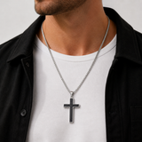 Carbon Cross Necklace – Steel