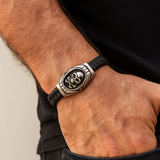 The Reaper’s Oath – Leather Skull Bracelet