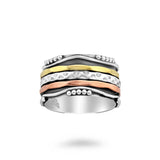 Oxidized Dot Tri-Tone Meditation Ring