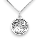 Moon Stars Mountain Necklace