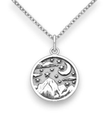 Moon Stars Mountain Necklace