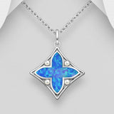 Ornate Opal Diamond Shape Necklace