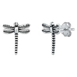 Oxidized Dragonfly Stud Earrings