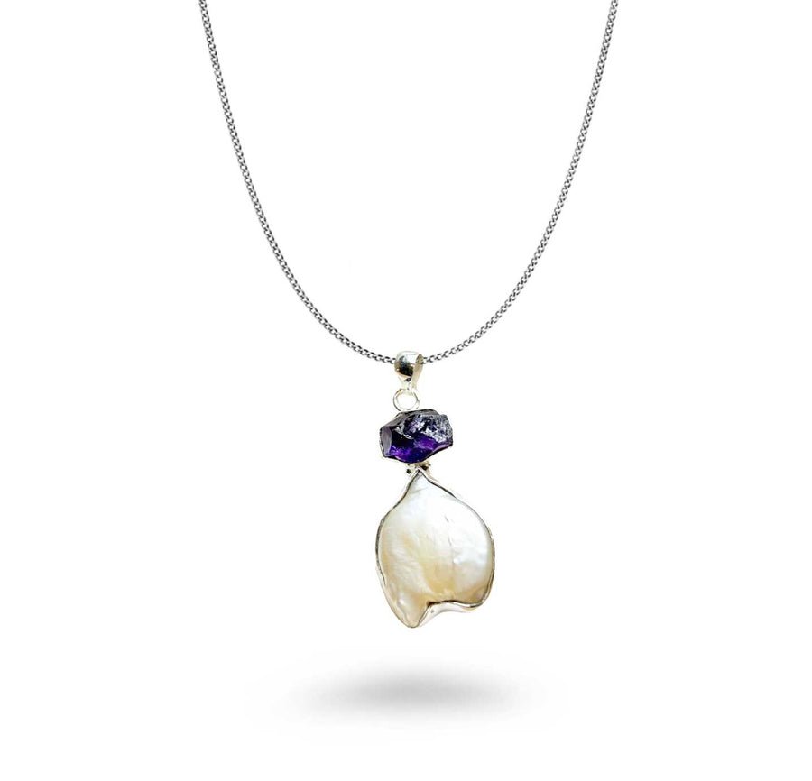 Pearl & Amethyst Handmade Necklace