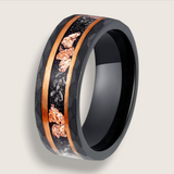 Precious Leaf & Crushed Meteorite Tungsten Ring