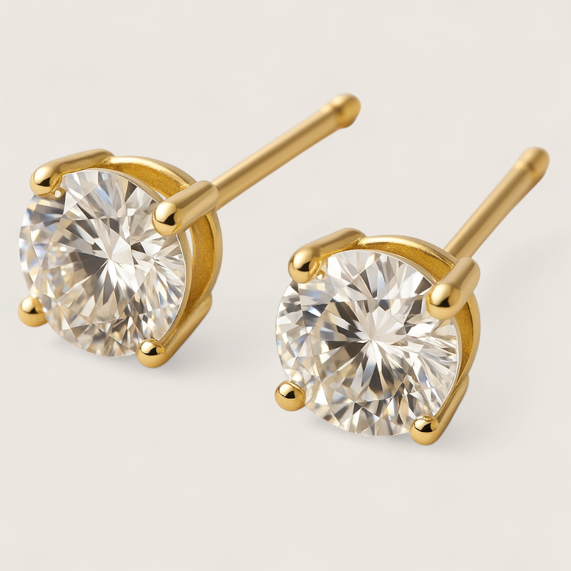 Glacial Ice CZ Studs – Round Earrings
