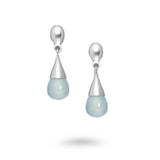 Silver Teardrop Stone End Stud Earrings