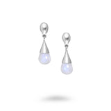 Silver Teardrop Stone End Stud Earrings