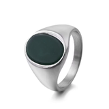 Steel Gemstone Oval Signet Ring