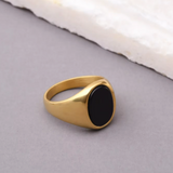 Steel Gemstone Oval Signet Ring