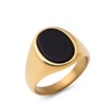 Steel Gemstone Oval Signet Ring