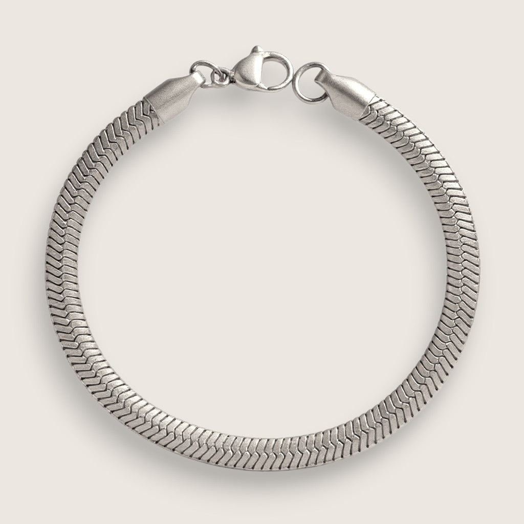 Silken Current - Steel Herringbone Bracelet