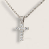 The Luminous Cross – Steel CZ Necklace