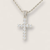 The Luminous Cross – Steel CZ Necklace