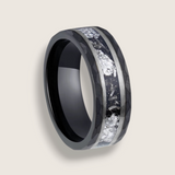 Precious Leaf & Crushed Meteorite Tungsten Ring