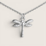 Steel Dragonfly Pendant Necklace