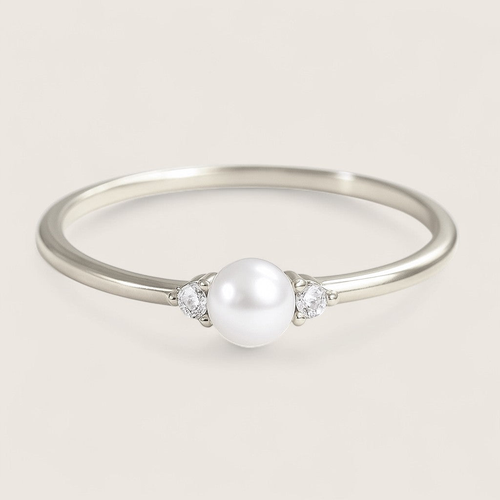 The Aurelia – Pearl & CZ Accent Ring