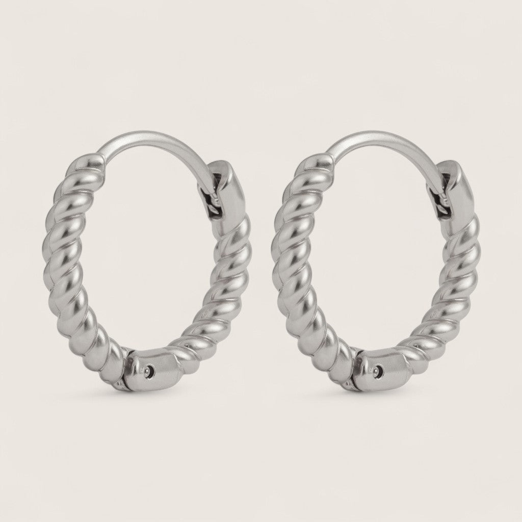 The Twine Hoops – Steel Mini Earrings