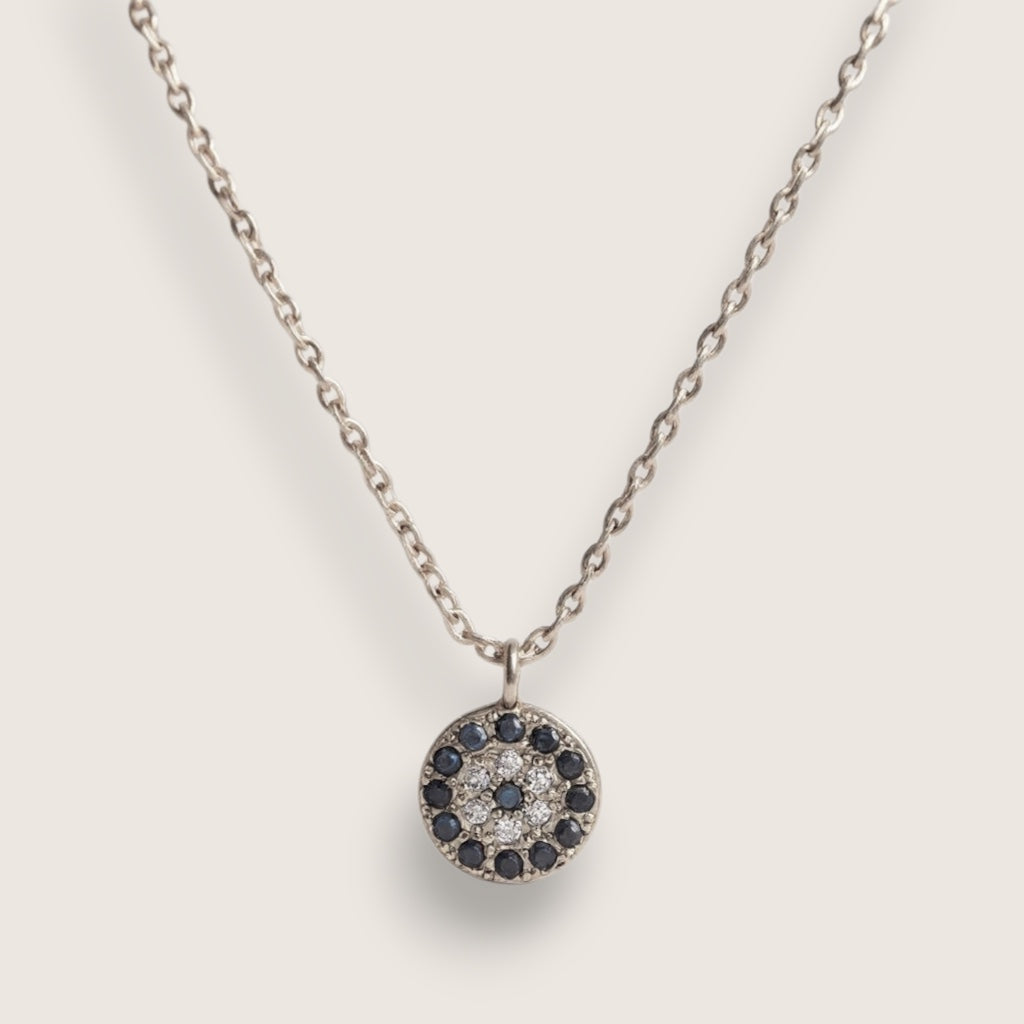 CZ Small Round Evil Eye Necklace