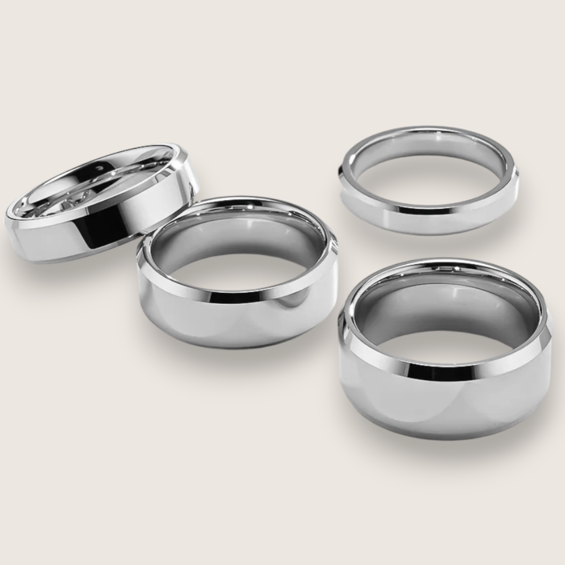 The Radiant Bevel – Polished Flat Tungsten Ring