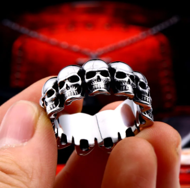 Steel Skull Eternity Ring