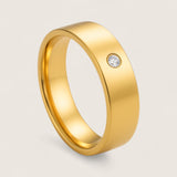 The Solis Solitaire –  Flat Stainless Steel Ring