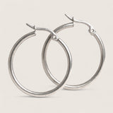 Classic Steel Hoop Earrings – 2mm