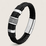 Double Braid Middle Accent Leather Bracelet