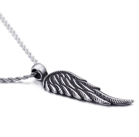 S.S. Oxidized Wing Necklace