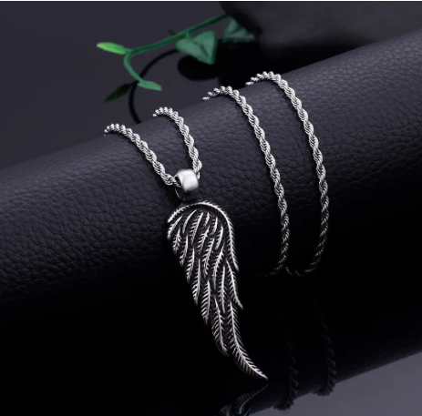 S.S. Oxidized Wing Necklace