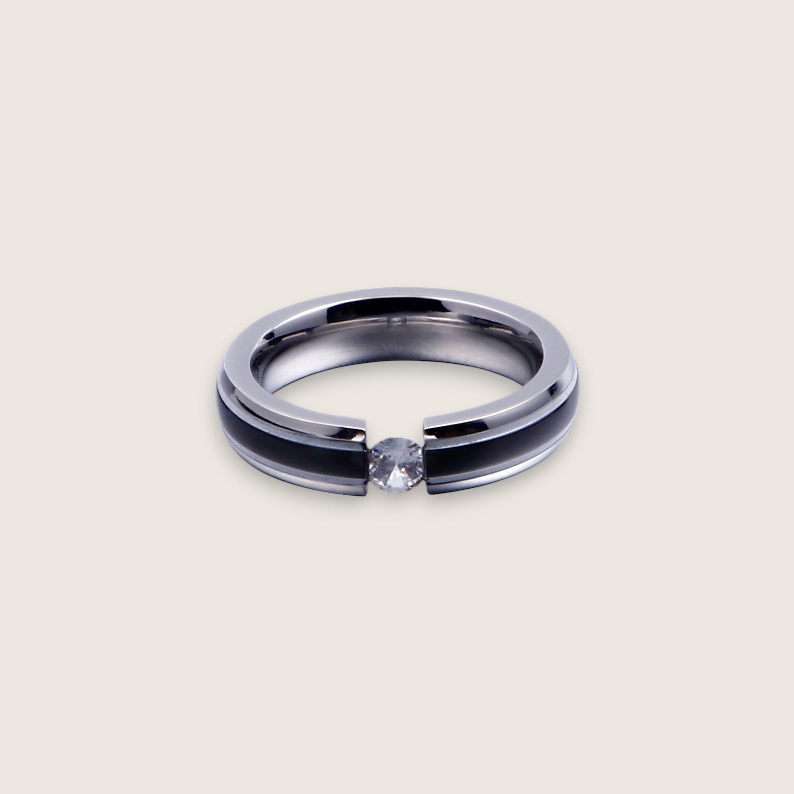 Tensioned CZ Two-Tone Ring