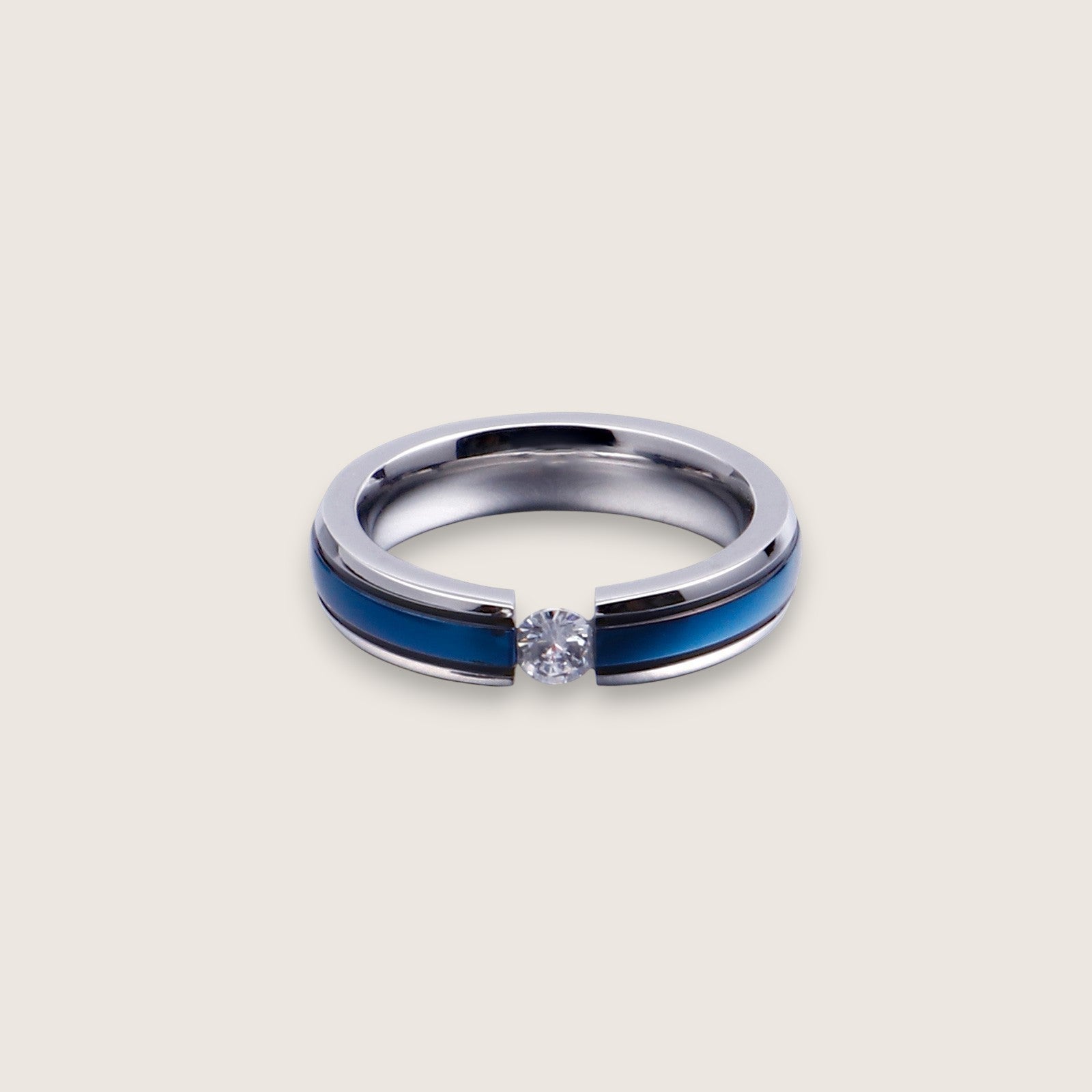 Tensioned CZ Two-Tone Ring