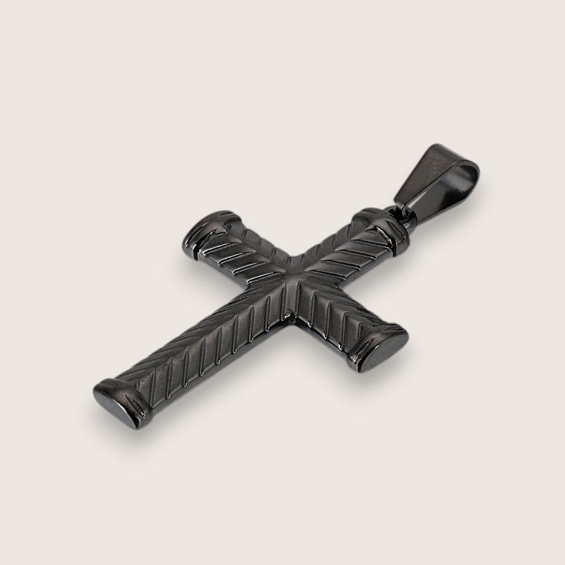 S.S. Diamond Cut Cross Necklace