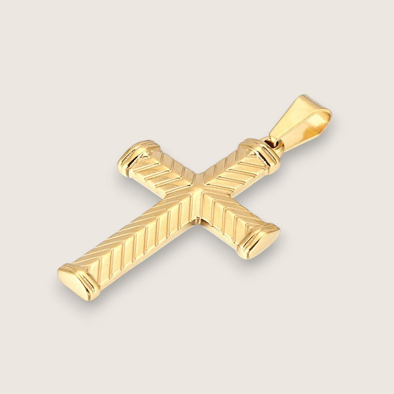 S.S. Diamond Cut Cross Necklace