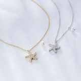 CZ Encrusted Starfish Necklace