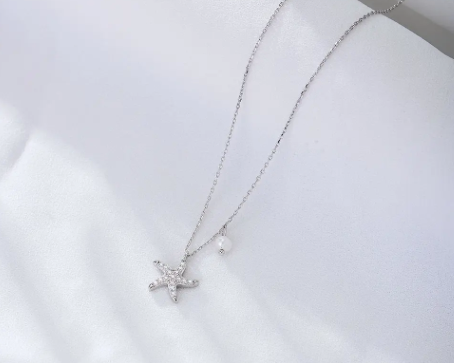 CZ Encrusted Starfish Necklace