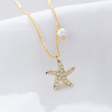 CZ Encrusted Starfish Necklace