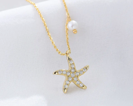 CZ Encrusted Starfish Necklace