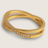 The Starlit Wrap – Criss-Cross Steel Ring