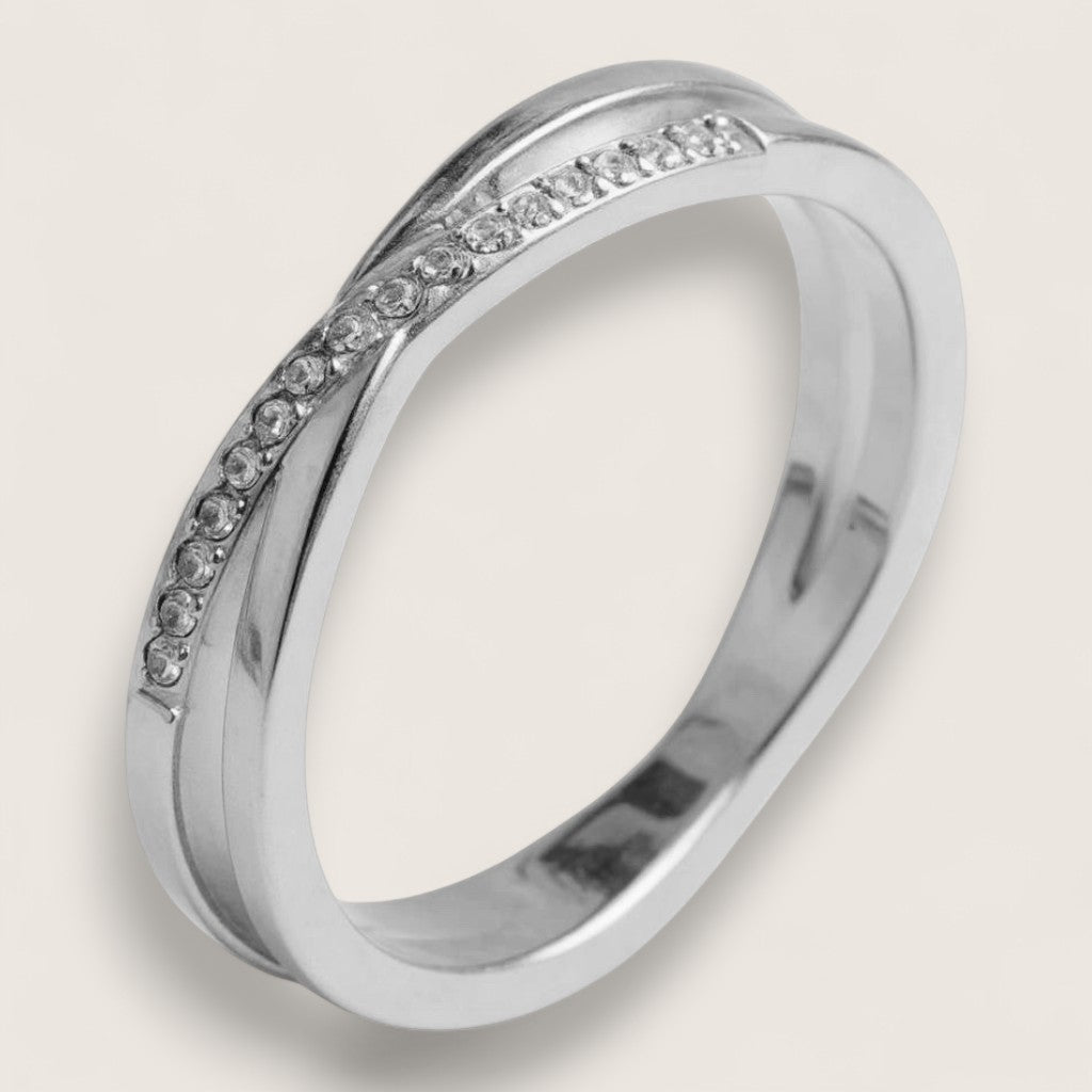 The Starlit Wrap – Criss-Cross Steel Ring