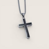 Carbon Cross Necklace – Steel