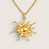Radiant Steel Sun Necklace