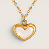 Polished Steel Shell Heart Necklace