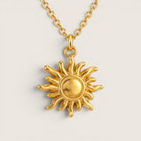 Radiant Steel Sun Necklace