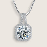 Square Halo CZ Birthstone Necklace