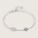 Clear CZ Hamsa and Blue Evil Eye Chain Bracelet