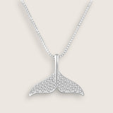 CZ Encrusted Whale Tail Necklace