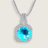 Square Halo CZ Birthstone Necklace