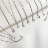 Silver Smooth Capital Initial Necklace